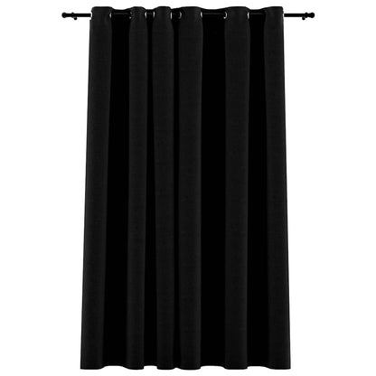 Tenda Oscurante Effetto Lino con Occhielli 290x245 cm Nera | homemem39