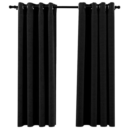 Tende Oscuranti Effetto Lino 2 pz 140x175 cm Antracite | homemem39