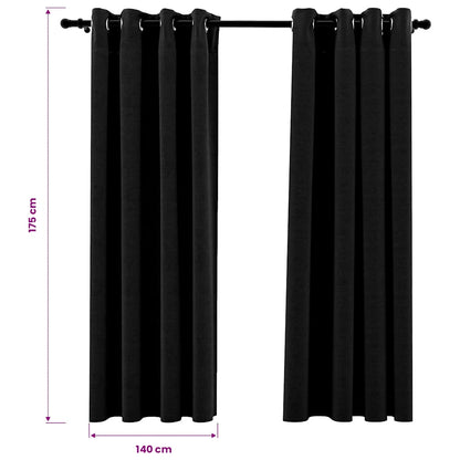Tende Oscuranti Effetto Lino 2 pz 140x175 cm Antracite | homemem39