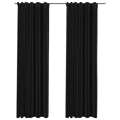 Tende Oscuranti con Ganci Effetto Lino 2 pz Antracite 140x225cm | homemem39
