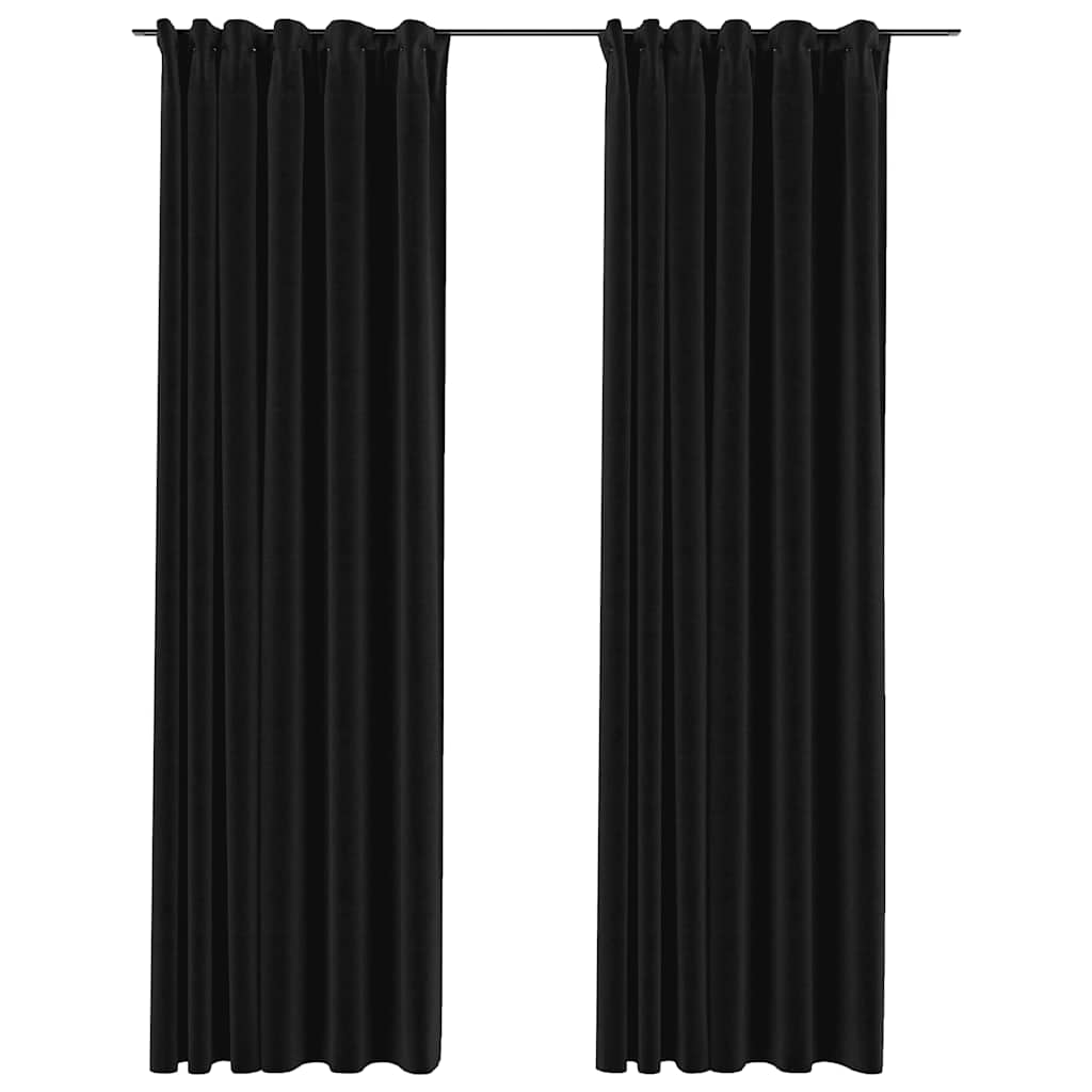 Tende Oscuranti con Ganci Effetto Lino 2 pz Antracite 140x245cm | homemem39