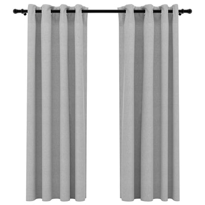 Tende Oscuranti Effetto Lino con Occhielli 2pz 140x175cm Grigio | homemem39