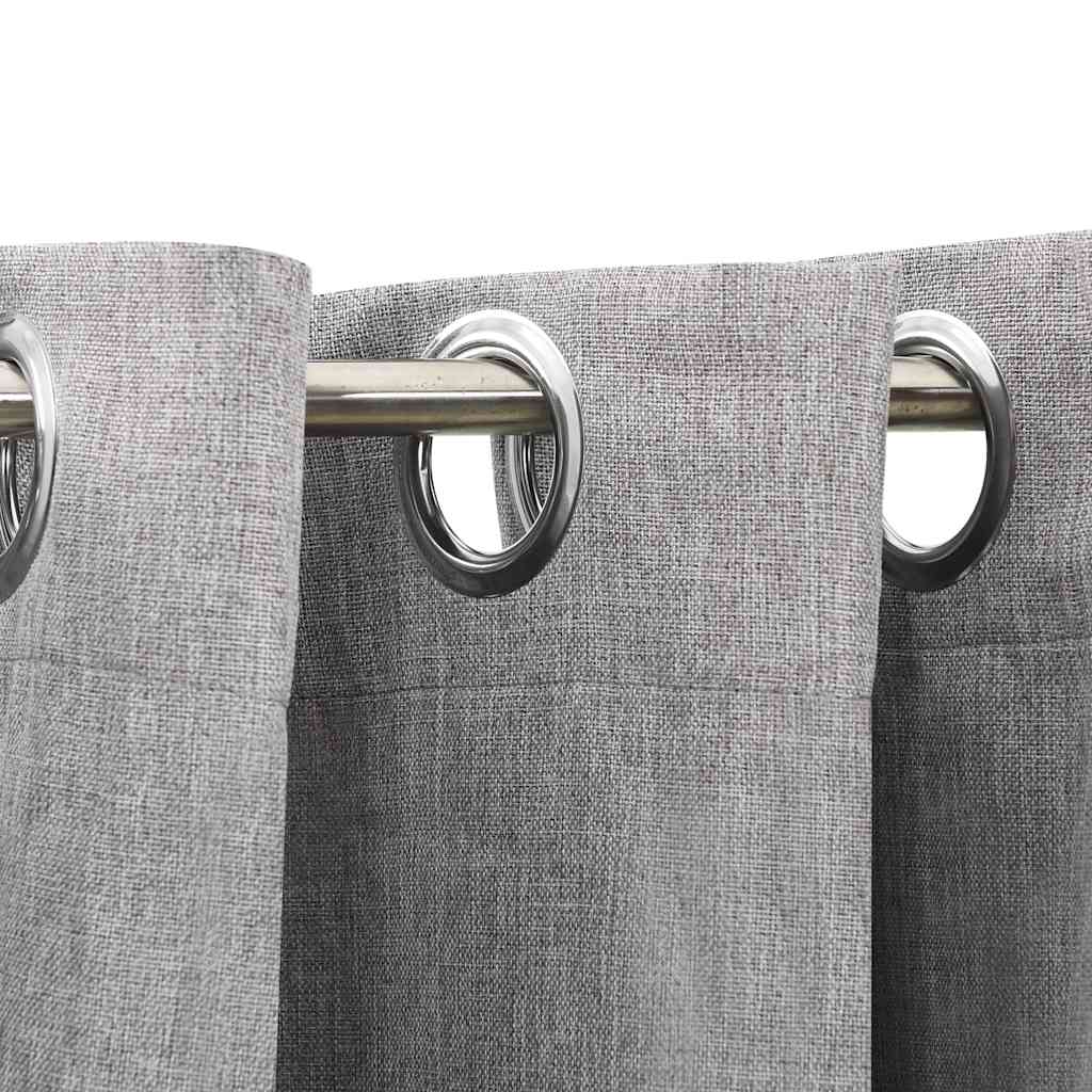 Tende Oscuranti Effetto Lino con Occhielli 2pz 140x175cm Grigio | homemem39