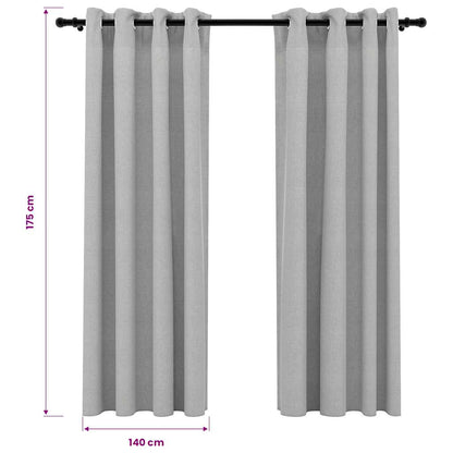 Tende Oscuranti Effetto Lino con Occhielli 2pz 140x175cm Grigio | homemem39