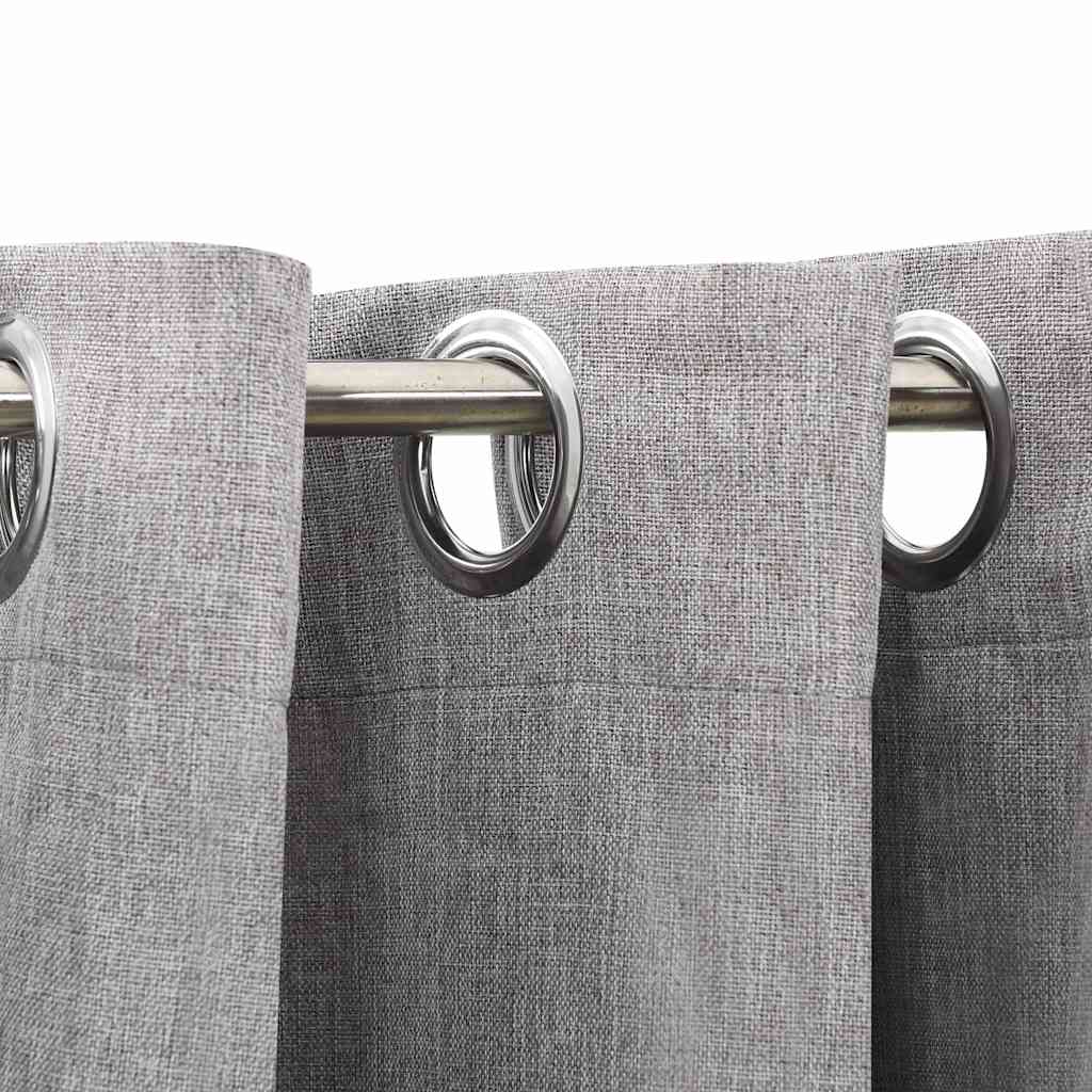 Tende Oscuranti Effetto Lino con Occhielli 2pz 140x225cm Grigio | homemem39