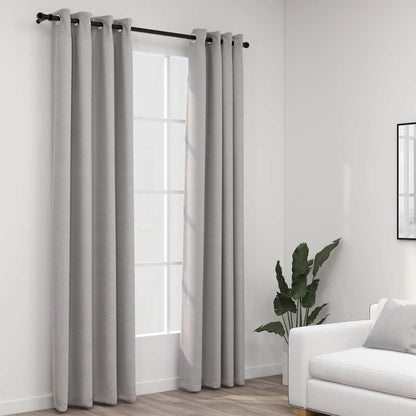 Tende Oscuranti Effetto Lino con Occhielli 2pz 140x225cm Grigio | homemem39