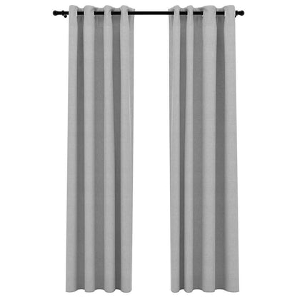 Tende Oscuranti Effetto Lino con Occhielli 2pz 140x245cm Grigio | homemem39
