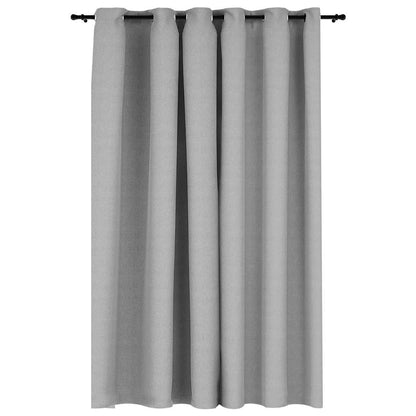 Tenda Oscurante Effetto Lino con Occhielli Grigio 290x245 cm | homemem39
