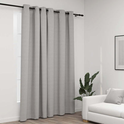 Tenda Oscurante Effetto Lino con Occhielli Grigio 290x245 cm | homemem39