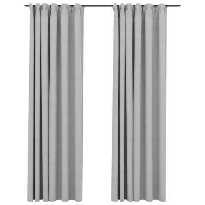 Tende Oscuranti con Ganci Effetto Lino 2 pz Grigie 140x225 cm | homemem39