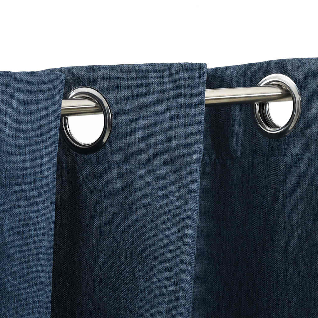 Tende Oscuranti Effetto Lino con Occhielli 2 pz Blu 140x225 cm | homemem39