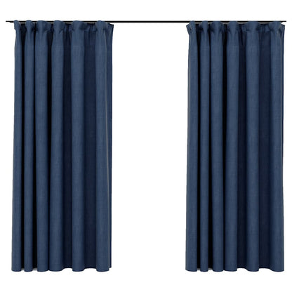 Tende Oscuranti con Ganci Effetto Lino 2 pz Blu 140x175 cm | homemem39