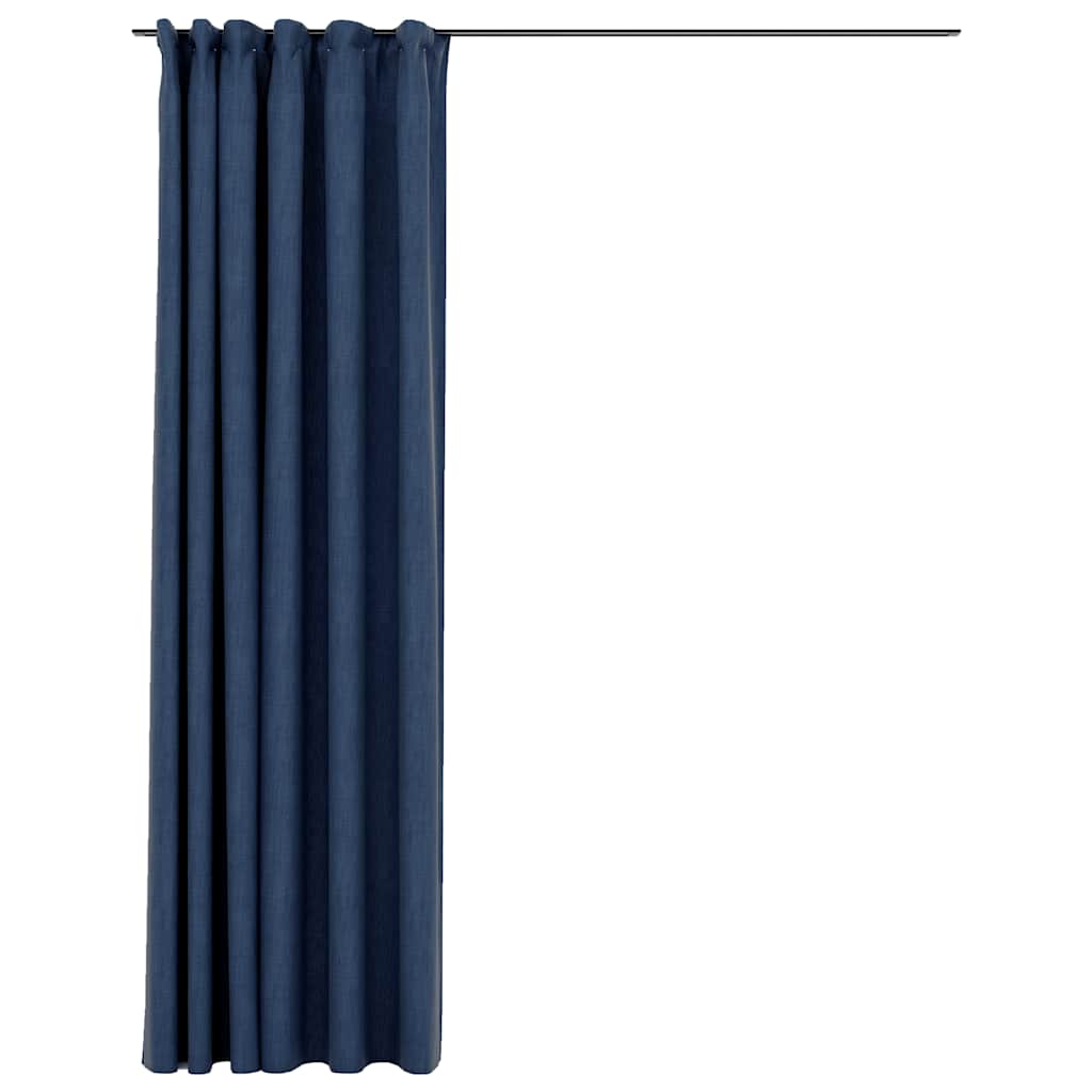 Tende Oscuranti con Ganci Effetto Lino Blu 290x245 cm | homemem39