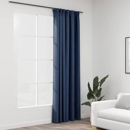 Tende Oscuranti con Ganci Effetto Lino Blu 290x245 cm | homemem39