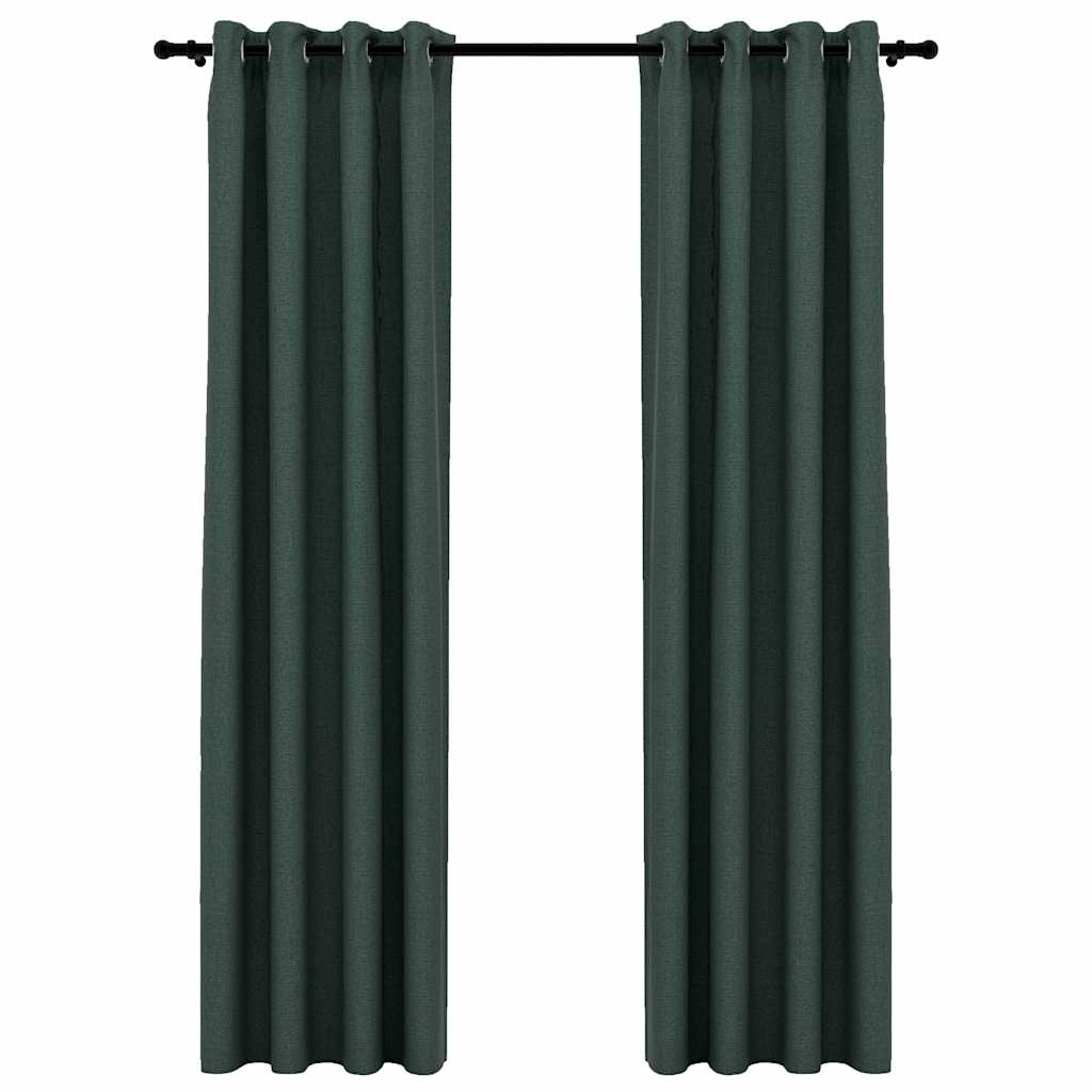 Tende Oscuranti Effetto Lino con Occhielli 2 pz Verdi 140x245cm | homemem39
