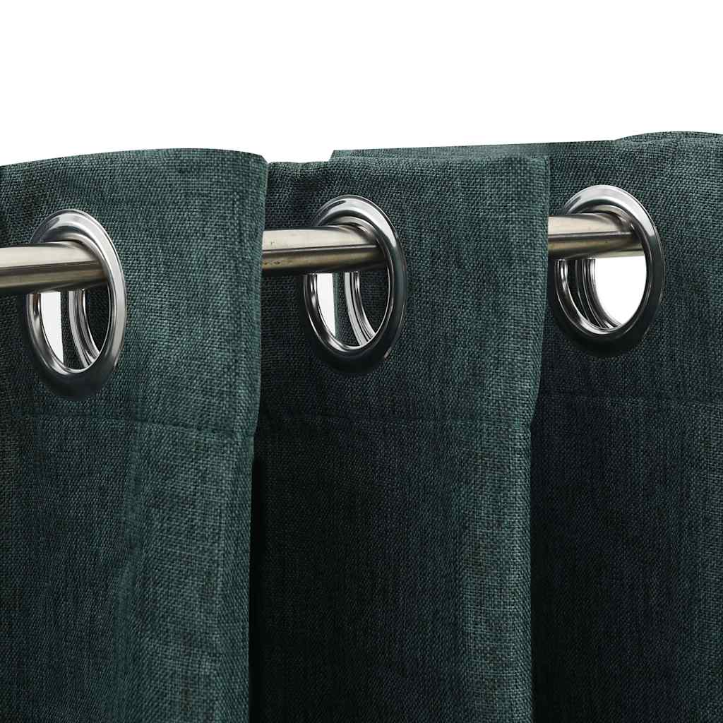 Tende Oscuranti Effetto Lino con Occhielli 2 pz Verdi 140x245cm | homemem39