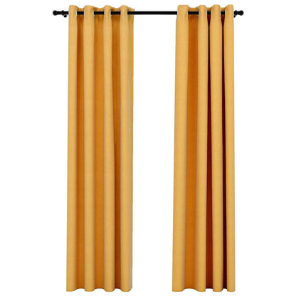 Tende Oscuranti Effetto Lino con Occhielli 2pz Gialle 140x245cm | homemem39