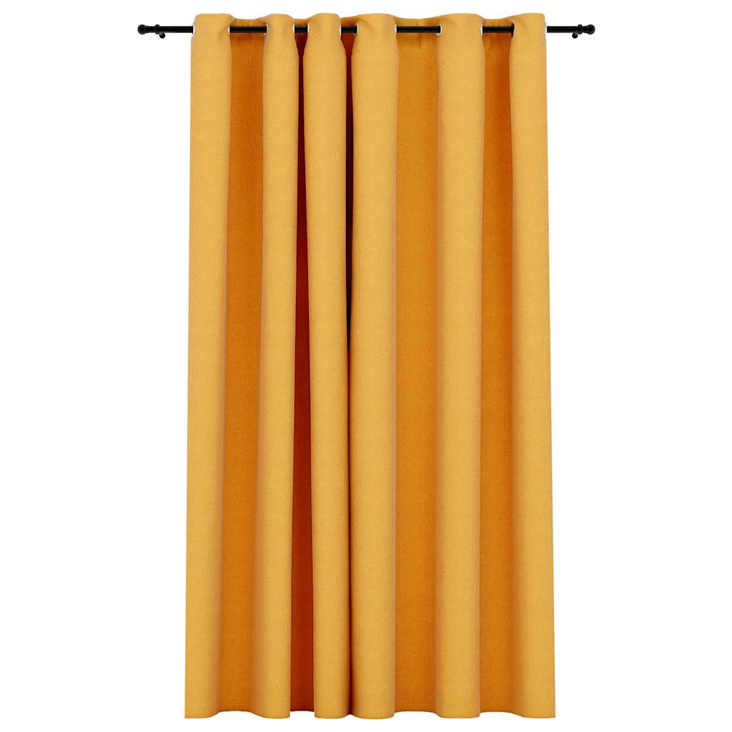 Tenda Oscurante Effetto Lino con Occhielli Gialla 290x245 cm | homemem39