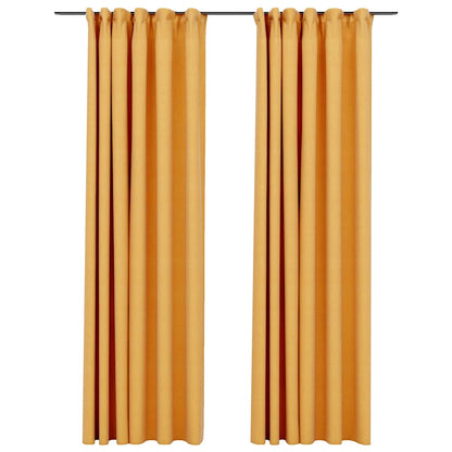 Tende Oscuranti con Ganci Effetto Lino 2 pz Gialle 140x225 cm | homemem39