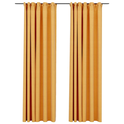 Tende Oscuranti con Ganci Effetto Lino 2 pz Gialle 140x245 cm | homemem39