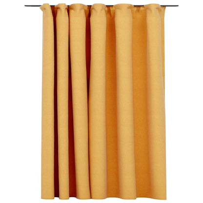 Tenda Oscurante Effetto Lino con Ganci Gialle 290x245 cm | homemem39