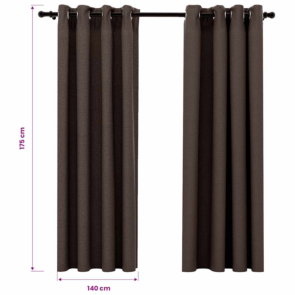 Tende Oscuranti Effetto Lino con Occhielli 2 pz Talpa 140x175cm | homemem39