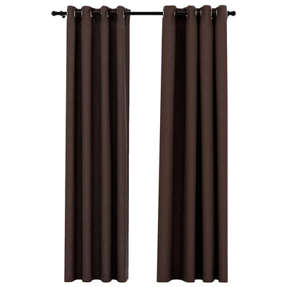 Tende Oscuranti Effetto Lino con Occhielli 2pz Talpa 140x225cm | homemem39
