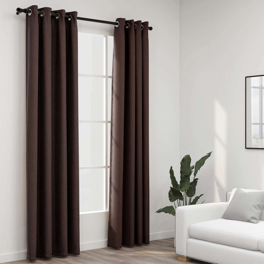 Tende Oscuranti Effetto Lino con Occhielli 2pz Talpa 140x225cm | homemem39
