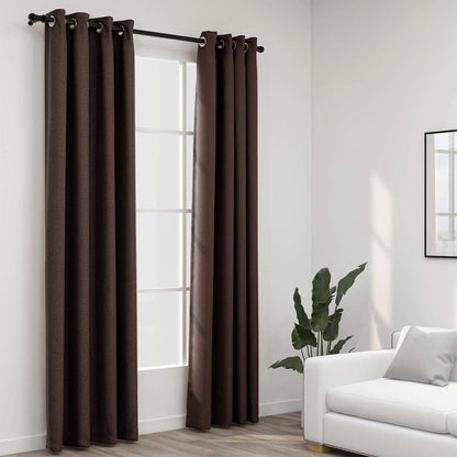 Tende Oscuranti Effetto Lino con Occhielli 2pz Talpa 140x225cm | homemem39