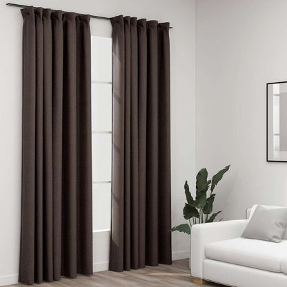 Tende Oscuranti con Ganci Effetto Lino 2 pz Talpa 140x225 cm | homemem39