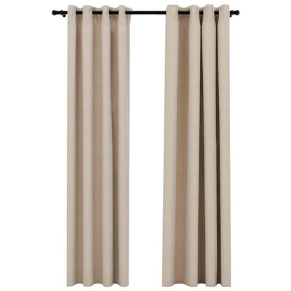 Tende Oscuranti Effetto Lino con Occhielli 2pz Beige 140x225 cm | homemem39