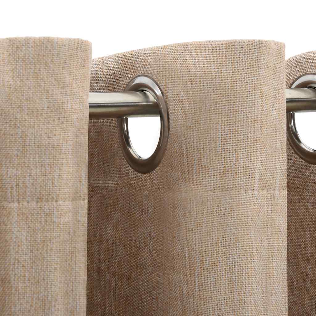 Tende Oscuranti Effetto Lino con Occhielli 2pz Beige 140x225 cm | homemem39