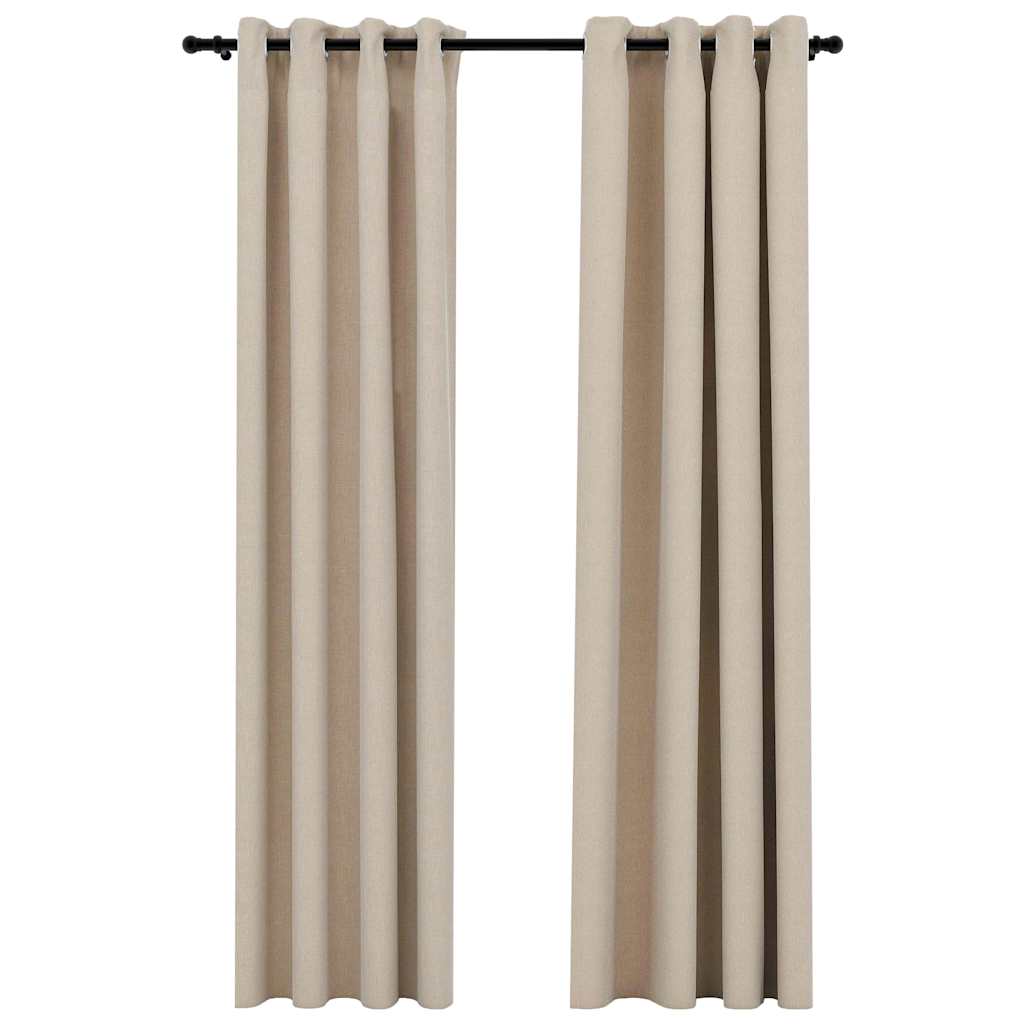 Tende Oscuranti Effetto Lino con Occhielli 2 pz Beige 140x245cm | homemem39
