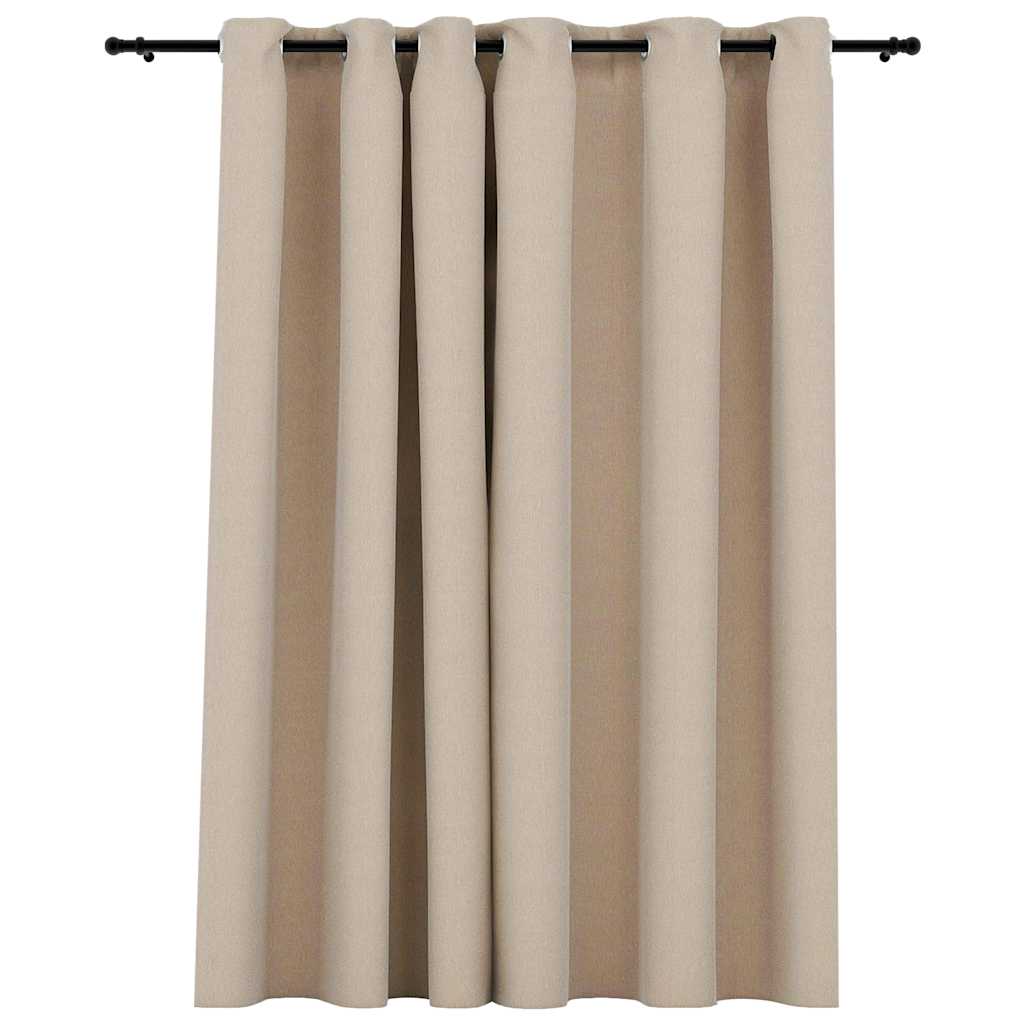 Tenda Oscurante Effetto Lino con Occhielli Beige 290x245 cm | homemem39
