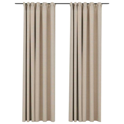Tende Oscuranti con Ganci Effetto Lino 2 pz Beige 140x245 cm | homemem39
