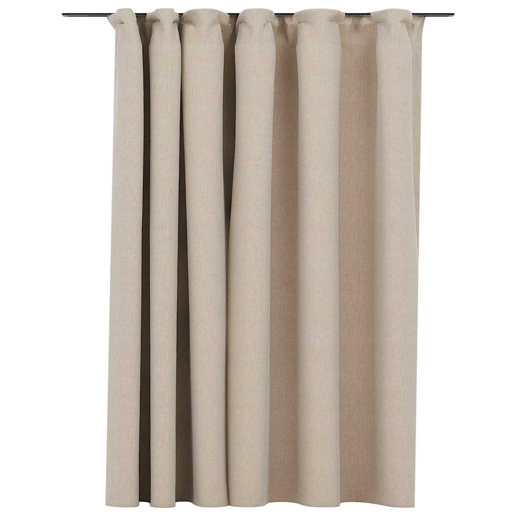 Tenda Oscurante Effetto Lino con Ganci Beige 290x245 cm | homemem39