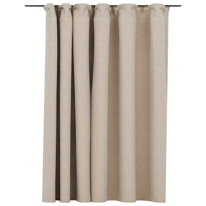 Tenda Oscurante Effetto Lino con Ganci Beige 290x245 cm | homemem39