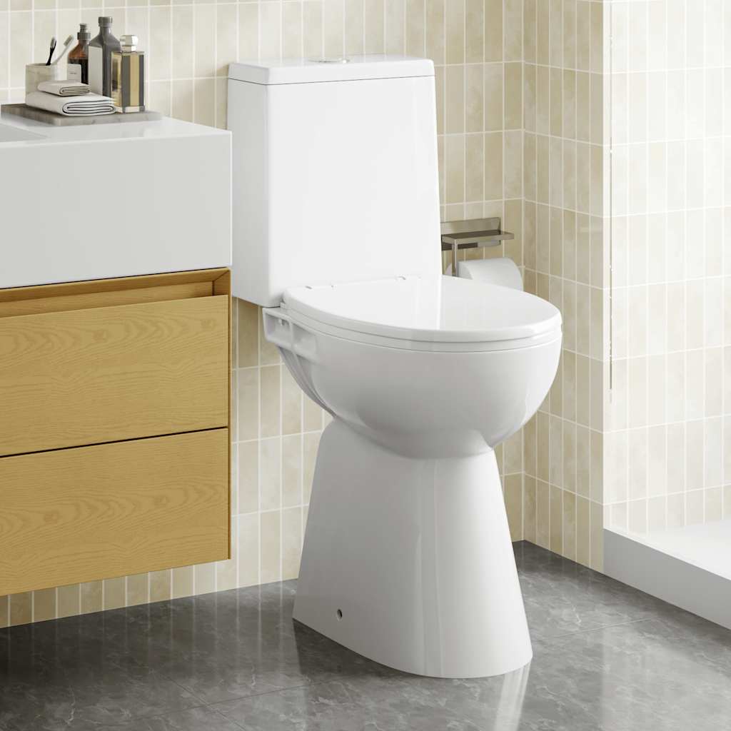 WC Senza Brida 7 cm Altezza Extra Chiusura Rallentata Ceramica Bianca | homemem39