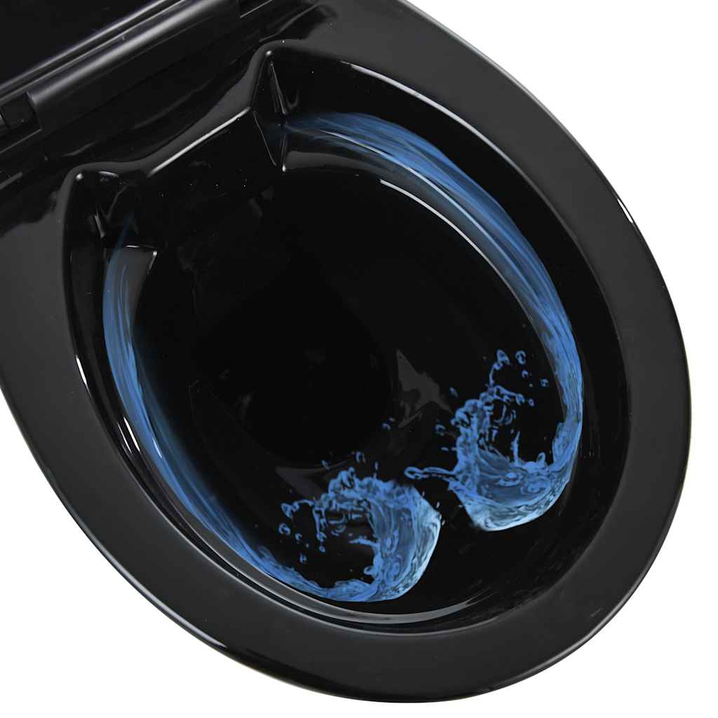 WC Senza Brida 7 cm Altezza Extra Chiusura Rallentata Ceramica Nera | homemem39