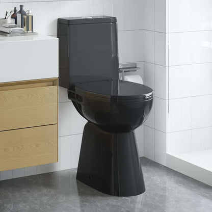 WC Senza Brida 7 cm Altezza Extra Chiusura Rallentata Ceramica Nera - homemem39