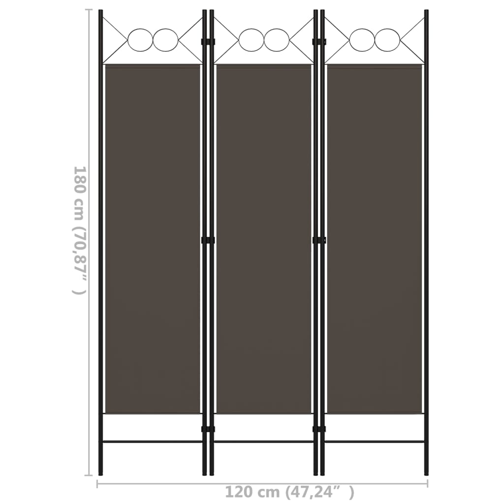 Paravento a 3 Pannelli Antracite 120x180 cm - homemem39