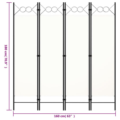 Paravento a 4 Pannelli Bianco 160x180 cm - homemem39