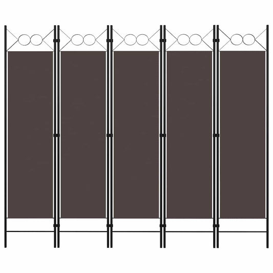 Paravento a 5 Pannelli Marrone 200x180 cm
