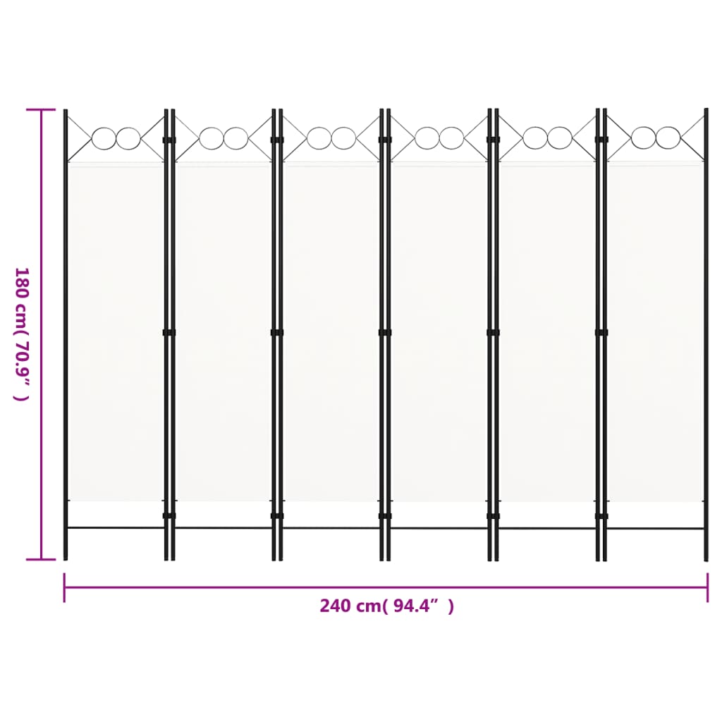Paravento a 6 Pannelli Bianco 240x180 cm - homemem39