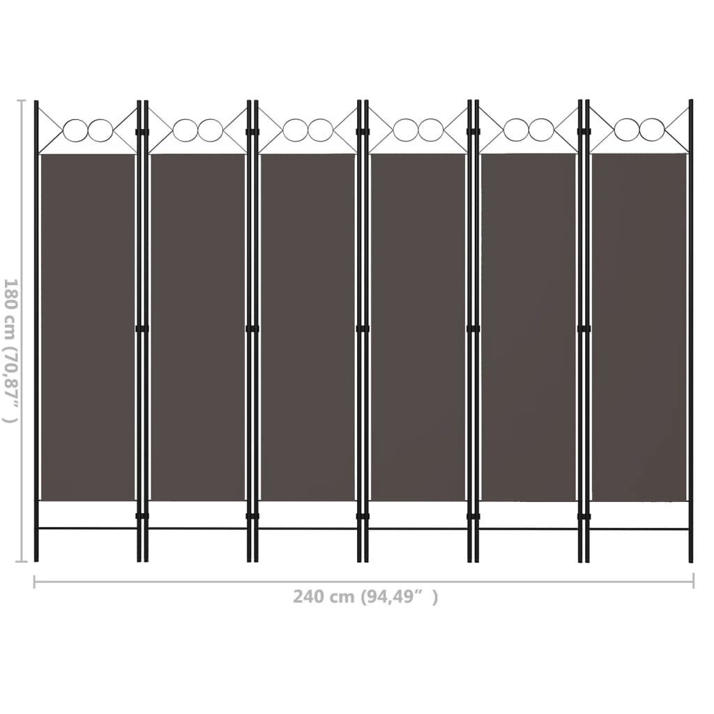 Paravento a 6 Pannelli Antracite 240x180 cm - homemem39