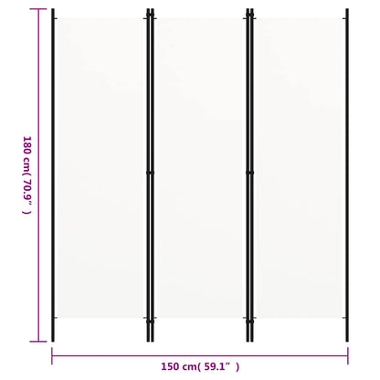 Paravento a 3 Pannelli Bianco 150x180 cm | homemem39