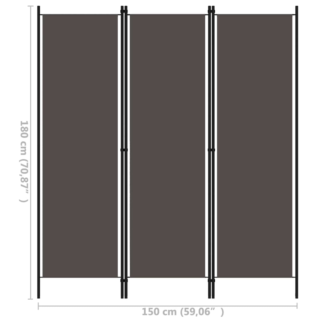 Paravento a 3 Pannelli Antracite 150x180 cm | homemem39