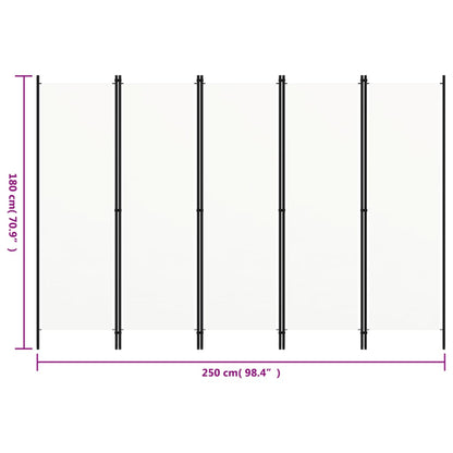 Paravento a 5 Pannelli Bianco 250x180 cm | homemem39
