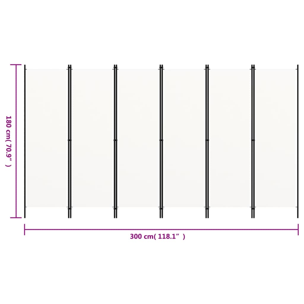 Paravento a 6 Pannelli Bianco 300x180 cm | homemem39