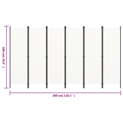Paravento a 6 Pannelli Bianco 300x180 cm | homemem39